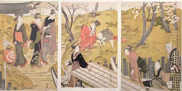 The Embankment at Mimeguri Oil Painting by Kitagawa Utamaro