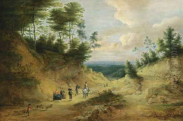 Wooded Dune Landscape Oil Painting by Lucas Van Uden