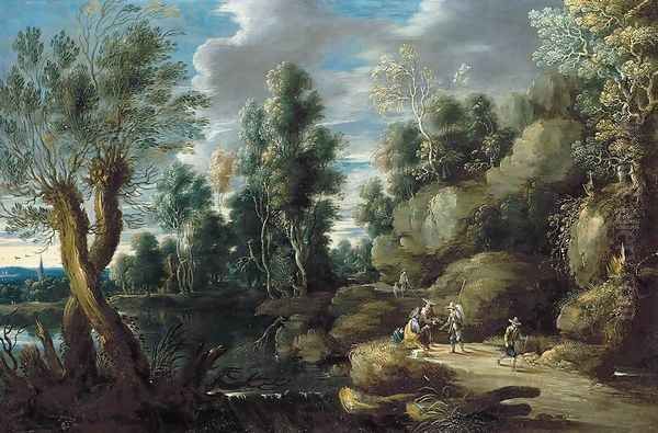 River Landscape Oil Painting by Lucas Van Uden