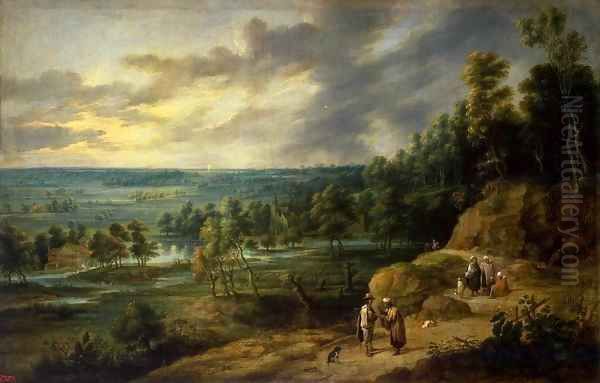 Landscape with a Fortune-Teller Oil Painting by Lucas Van Uden