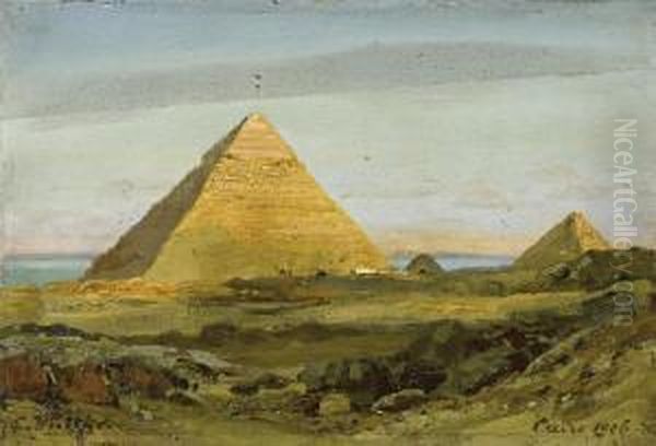 The Pyramids Of Gizeh Oil Painting by Carl Wuttke