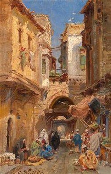 Orientalische Strasenszene Oil Painting by Carl Wuttke