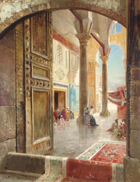 The Great Umayyad Mosque, Damascus Oil Painting by Carl Wuttke