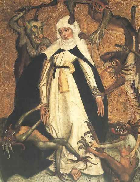 St. Catherine of Siena Besieged by Demons Oil Painting by Unknown Painter