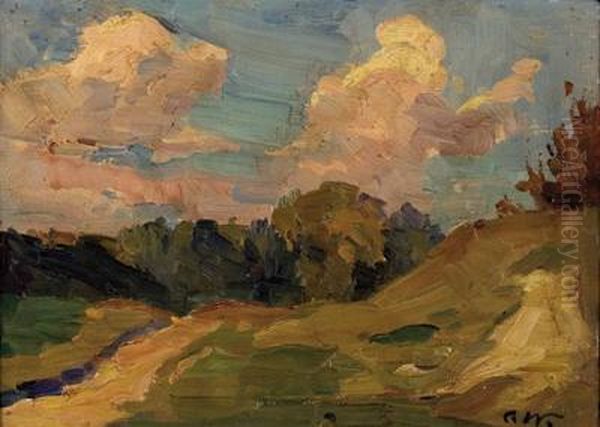 Landschaft Und Wolken Oil Painting by Carl Wuttke