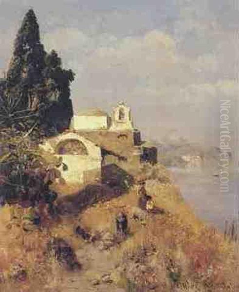 Auf Ischia Oil Painting by Carl Wuttke