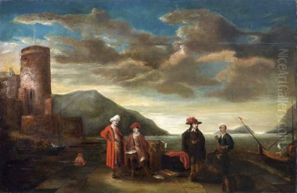 Hafenszene Mit Orientalen Oil Painting by Thomas Wyck