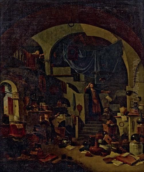 Alchemistenwerkstatt Oil Painting by Thomas Wyck