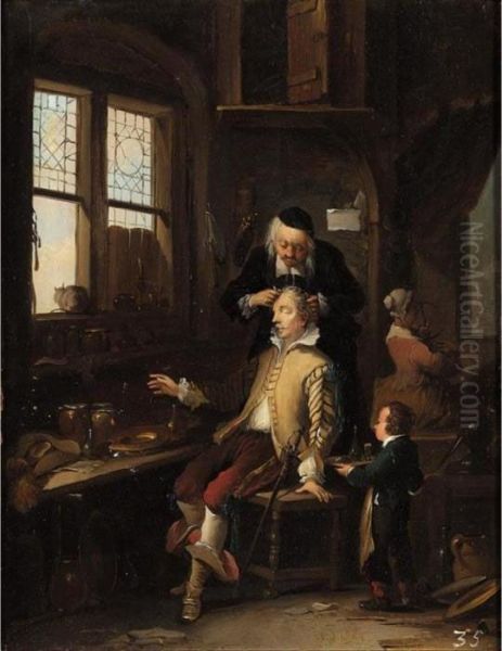 The Barber Shop Oil Painting by Thomas Wyck