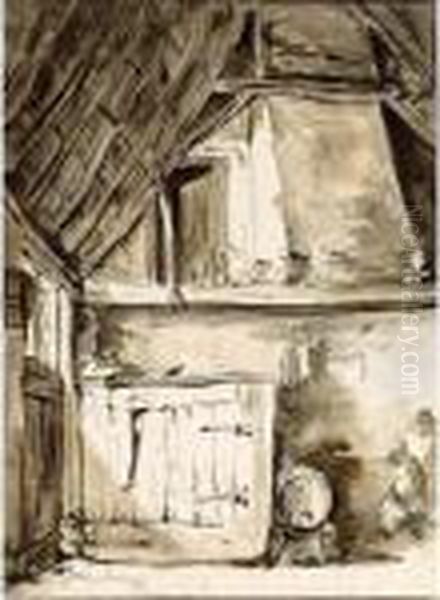 A Corner Of A Barn Interior Oil Painting by Thomas Wyck