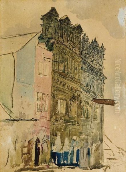 Houses In Kazimierz Oil Painting by Leon Wyczolkowski