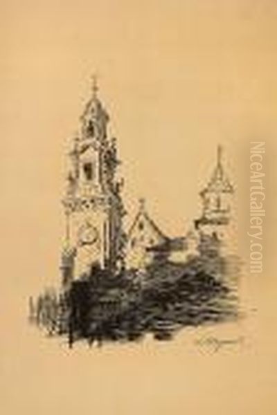 Wieza Zegarowa (wawel) Oil Painting by Leon Wyczolkowski