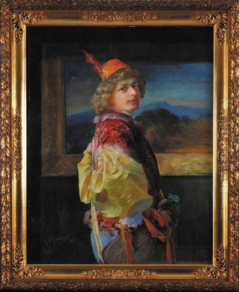 Lutnista (mezczyzna W Renesansowym Kostiumie), 1891r. Oil Painting by Leon Wyczolkowski