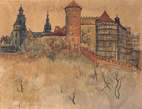 Wawel, 1917 R. Oil Painting by Leon Wyczolkowski