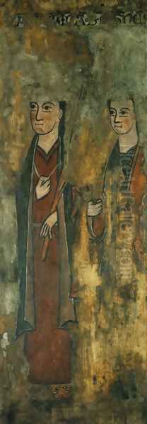 St. Catherine and St. Agnes Oil Painting by Unknown Painter