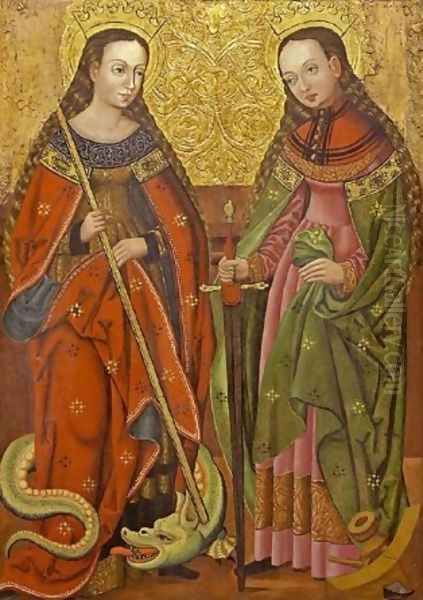 St. Catherine and Margaret Oil Painting by Unknown Painter