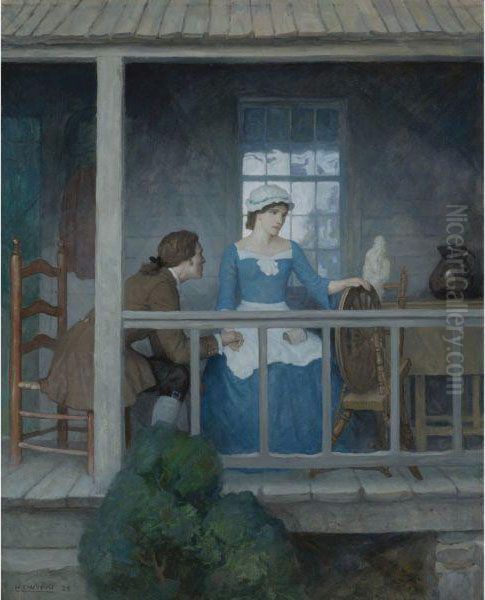 Sally Merrillee And Johnny Oil Painting by Newell Convers Wyeth