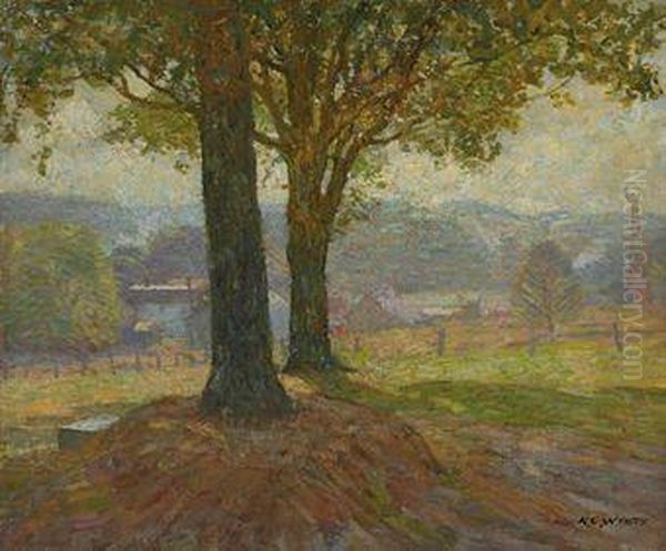 View Of Chadds Ford Oil Painting by Newell Convers Wyeth