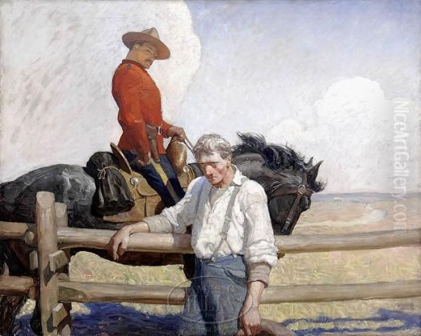 The Man's Query Was So Startlingly Abrupt That It Caught Slim With His Guard Down Oil Painting by Newell Convers Wyeth