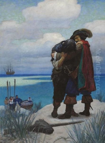 At First, For Some Time, I Was 
Not Able To Answer Him One Word; But As He Had Taken Me In His Arms, I 
Held Fast By Him, Or I Should Have Fallen To The Ground Oil Painting by Newell Convers Wyeth