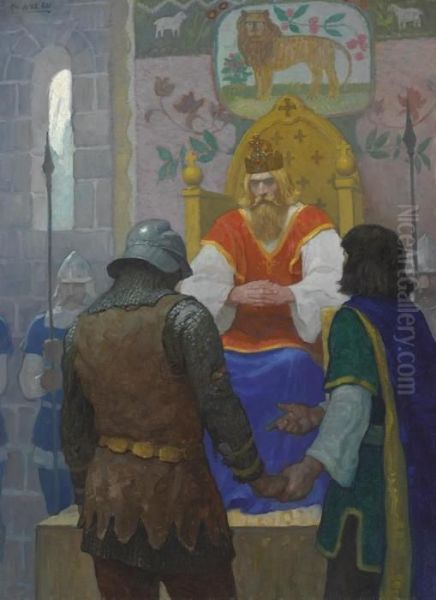 Prince Leo Presents Rogero To Charlemagne Oil Painting by Newell Convers Wyeth