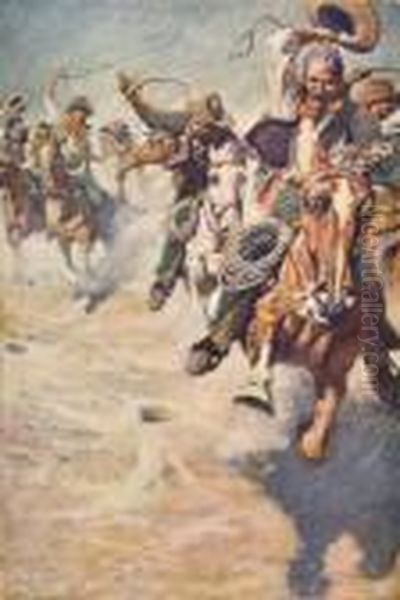 Racing For Dinner Oil Painting by Newell Convers Wyeth