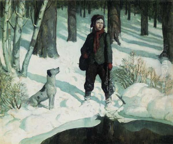 The Boyhood Of C.a. Lindbergh Yields Many Clues To His Personality As A Man Oil Painting by Newell Convers Wyeth