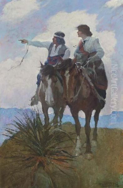 Under Svenson's Charge The Spell Of The Desert Took Hold Oil Painting by Newell Convers Wyeth