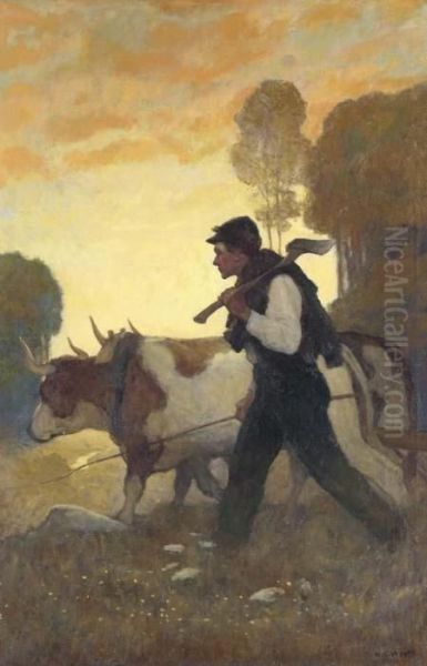 The Popular Magazine Cover Illustration ('the Angelus') Oil Painting by Newell Convers Wyeth