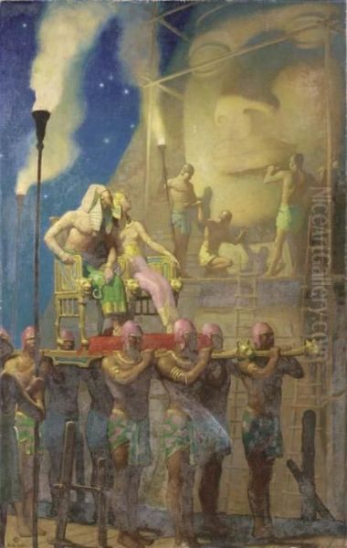 Carvers Of The Sphinx Oil Painting by Newell Convers Wyeth