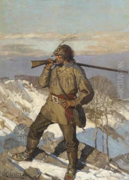 Popular Magazine Cover Illustration ('the Frontiersman') Oil Painting by Newell Convers Wyeth