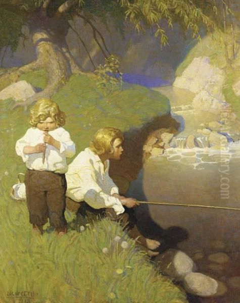 He Never Caught A Thing And Ruined Jon's Reputation As A Fisherman Oil Painting by Newell Convers Wyeth