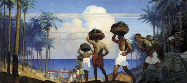 Rubber From The Jungle To The World Oil Painting by Newell Convers Wyeth