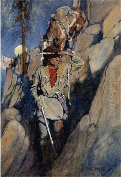 Jim Bridger Was Little Used To The Phenomena Of Towns And Cities Oil Painting by Newell Convers Wyeth