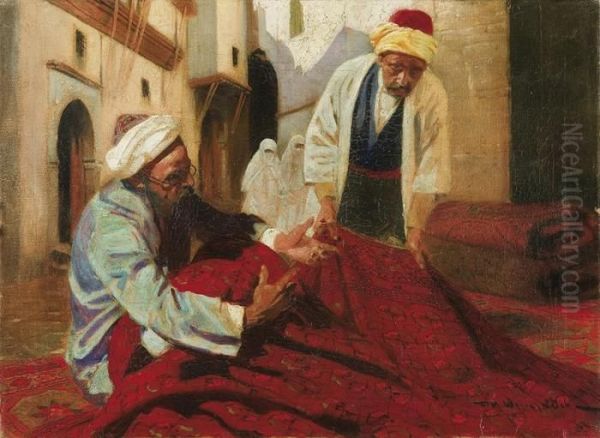 Carpet Dealers Oil Painting by Feliks M. Wygrzywalski