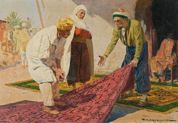 Carpet Dealers Oil Painting by Feliks M. Wygrzywalski