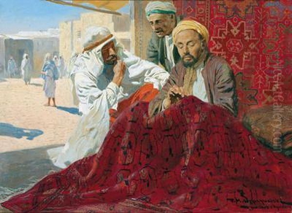 Carpet Maker Oil Painting by Feliks M. Wygrzywalski