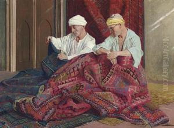 The Carpet Dealers Oil Painting by Feliks M. Wygrzywalski