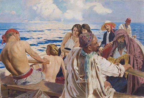 Piraci Oil Painting by Feliks M. Wygrzywalski