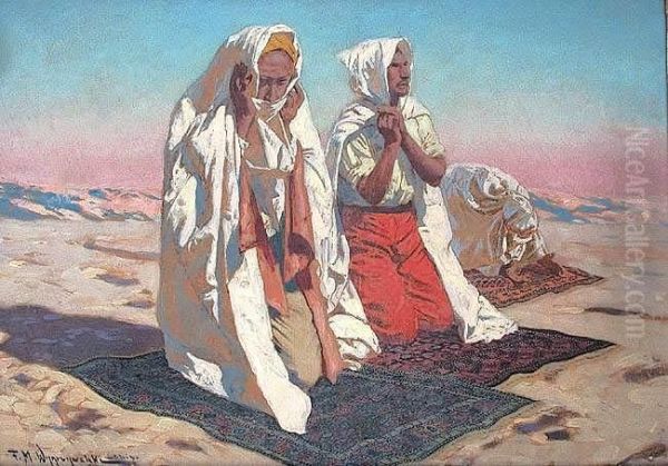 Modlitwa Arabow Oil Painting by Feliks M. Wygrzywalski