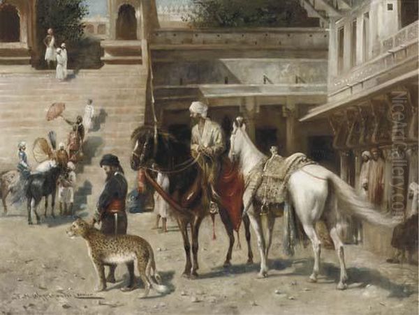 The Maharadja's Entourage Oil Painting by Feliks M. Wygrzywalski