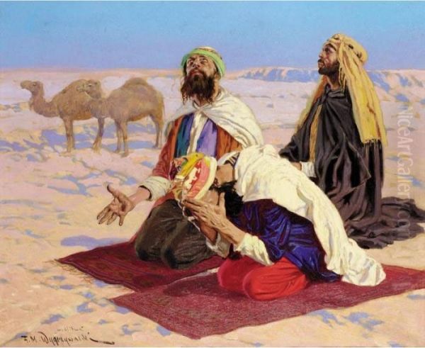 The Desert Prayer Oil Painting by Feliks M. Wygrzywalski