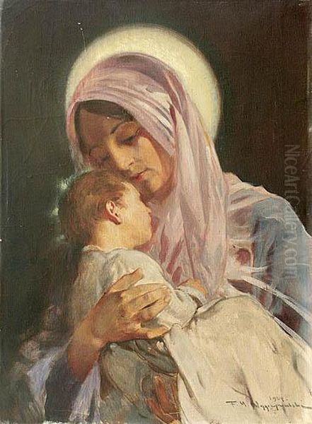 Madonna Z Dzieciatkiem Oil Painting by Feliks M. Wygrzywalski