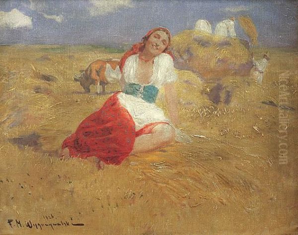 Zniwa Oil Painting by Feliks M. Wygrzywalski