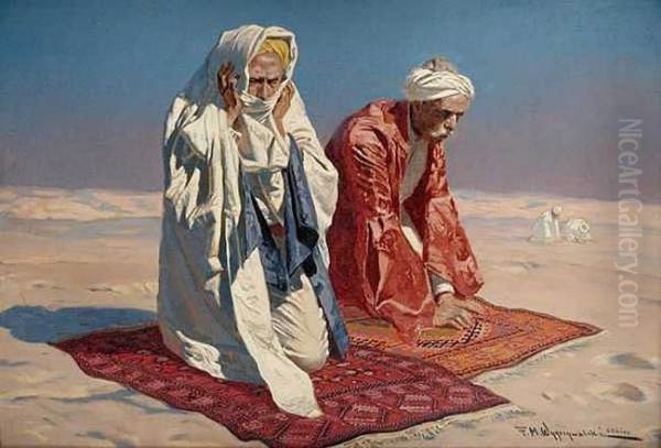 Modlitwa Arabow Oil Painting by Feliks M. Wygrzywalski