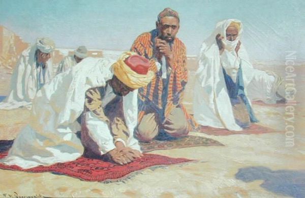 Modlitwa Arabow Oil Painting by Feliks M. Wygrzywalski