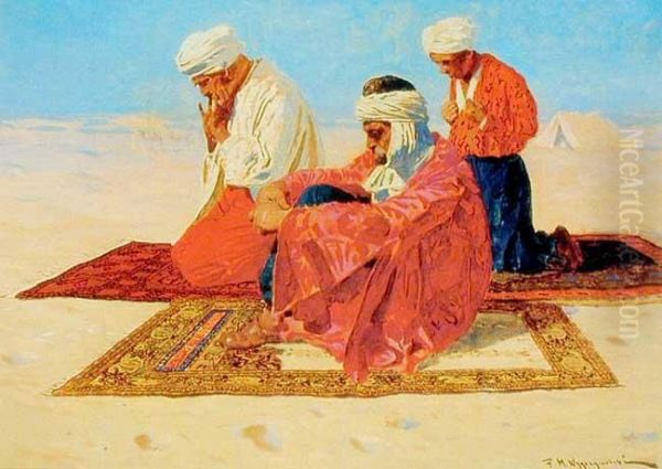 Modlitwa Arabow Oil Painting by Feliks M. Wygrzywalski