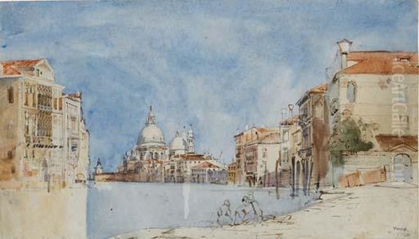 Vue Du Grand Canal A Venise, 
L'eglise Santa Maria De La Salute Et La Pointe De La Dogana A 
L'arriere-plan Oil Painting by William Wyld