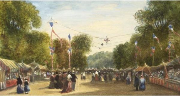 Figures At A Fete, France Oil Painting by William Wyld