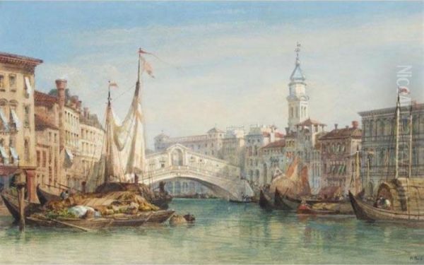 The Rialto Bridge, Venice Oil Painting by William Wyld